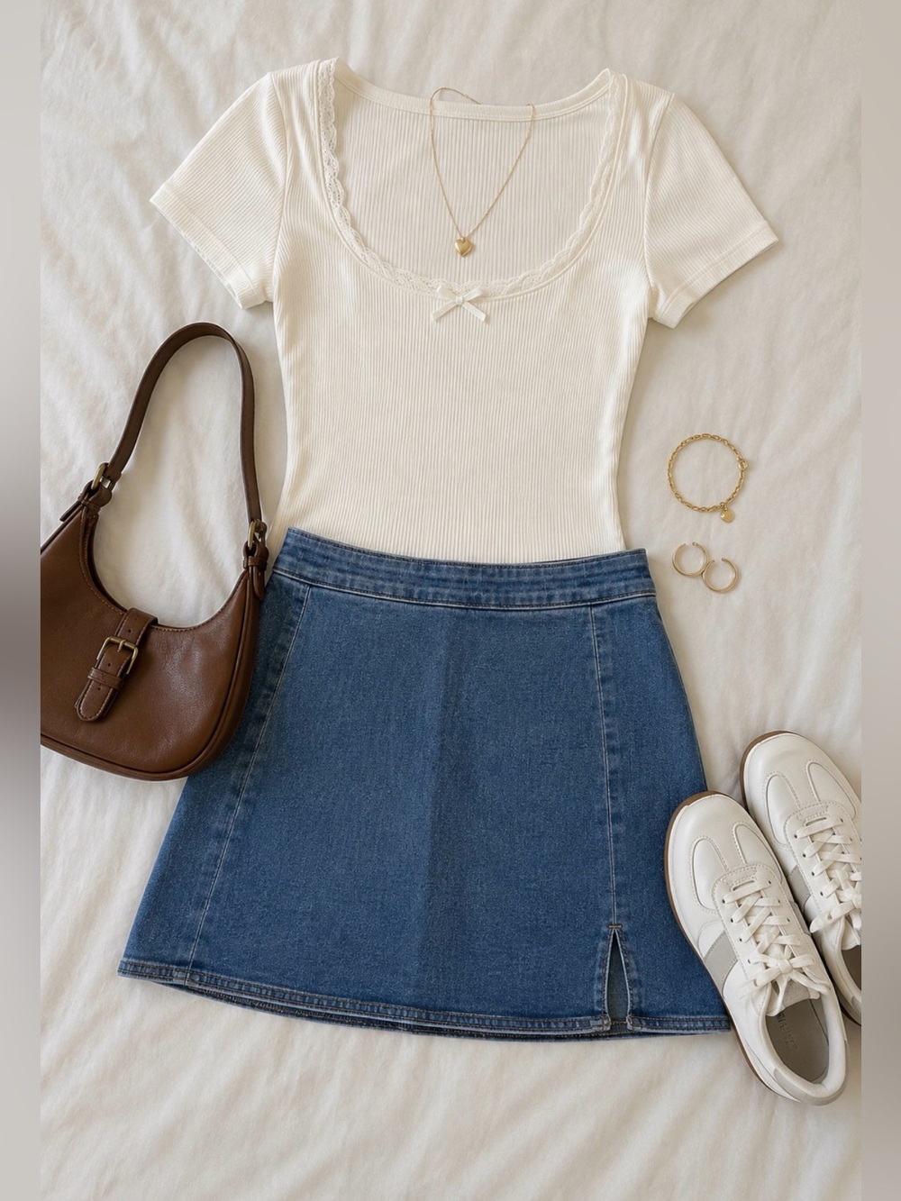 Y2K StyleAmerican Eagle Outfitters Dark Blue Denim Mini Skirt with Front Slit